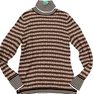NWT etcetera Turtleneck Sz M Brown Black White Sweater A283